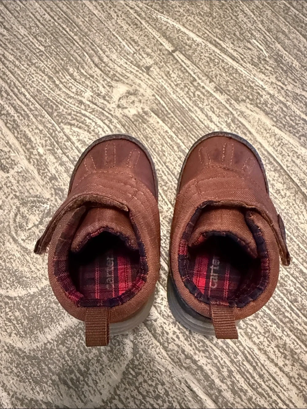 Carter’s Kids Brown Winter Velcro Strap Outdoor Hiking Snow Boots Shoes